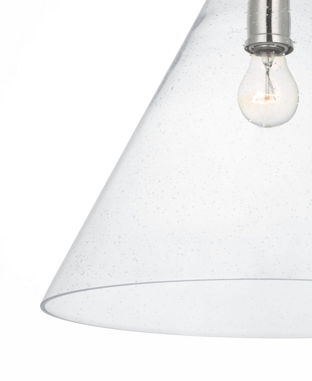 Katie Conical Pendant | Polished Nickel | Seeded Glass