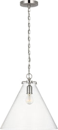 Katie Conical Pendant | Polished Nickel | Seeded Glass