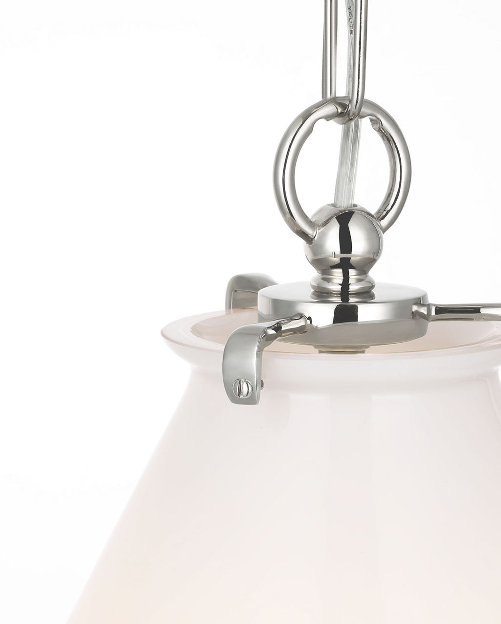 Katie Conical Pendant | Polished Nickel | White Glass