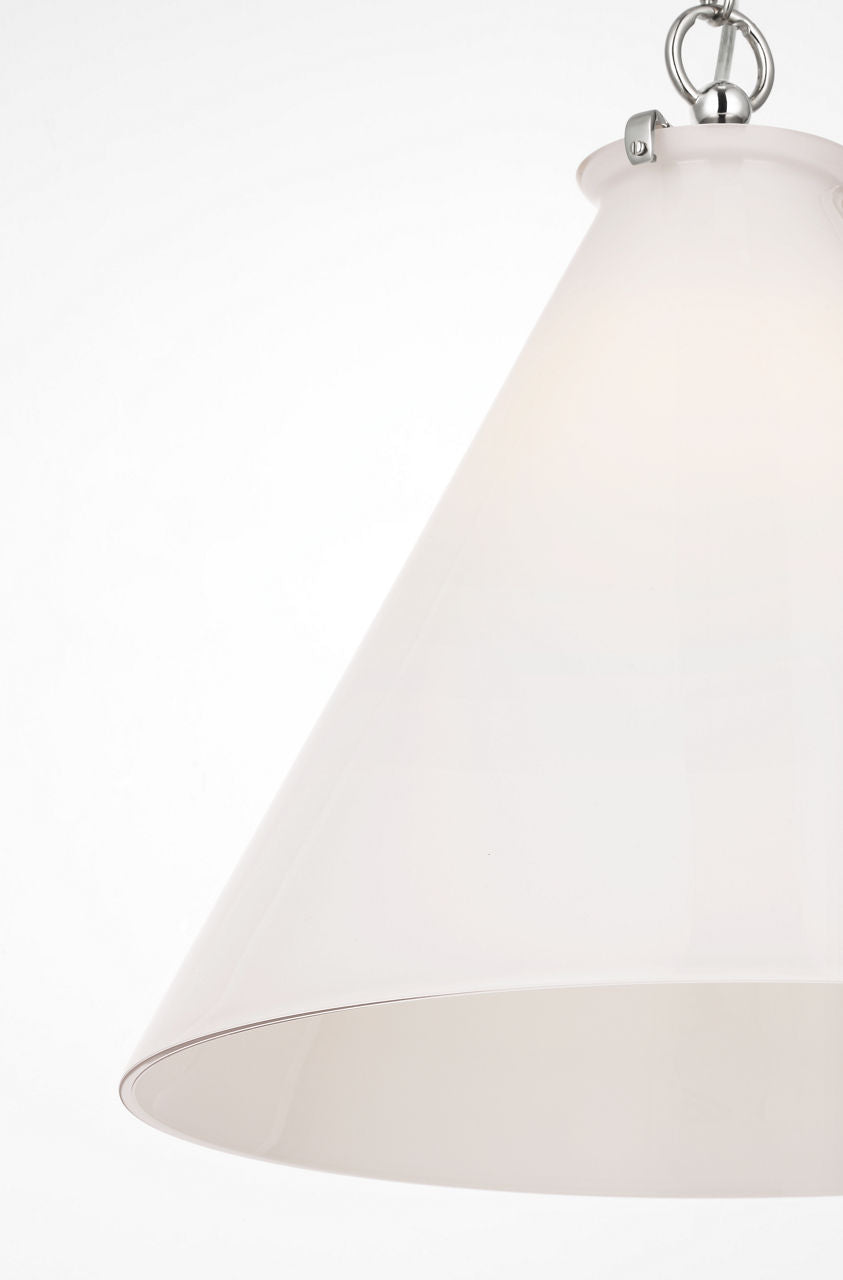Katie Conical Pendant | Polished Nickel | White Glass