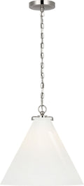 Katie Conical Pendant | Polished Nickel | White Glass
