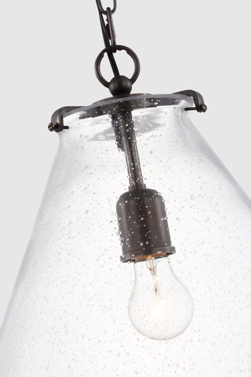 Katie Large Conical Pendant | Bronze | Seeded Glass