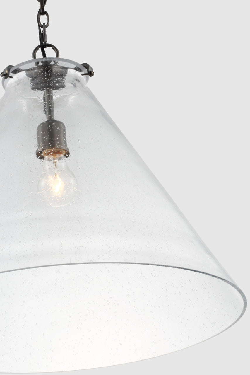 Katie Large Conical Pendant | Bronze | Seeded Glass