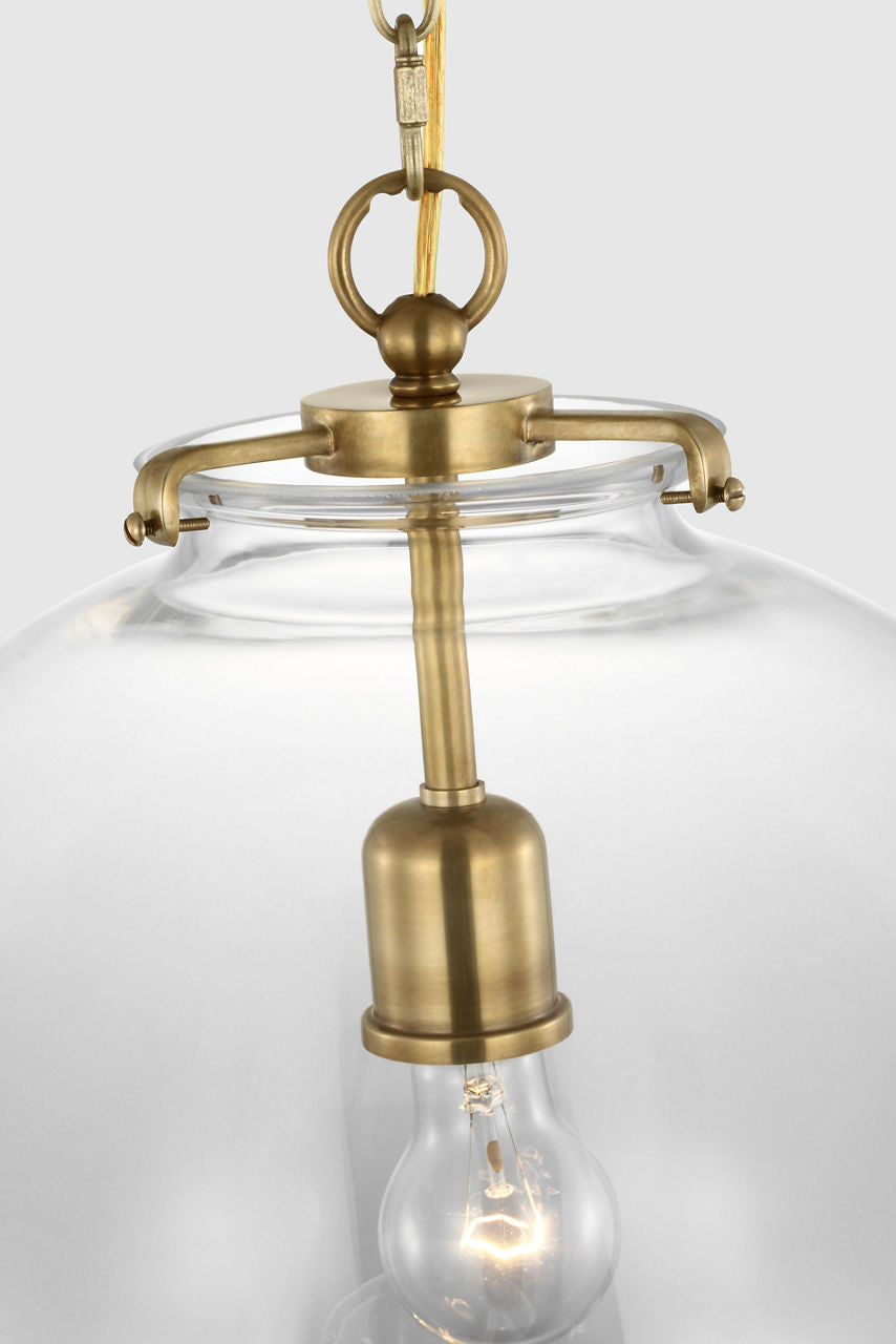 Katie Large Globe Pendant | Hand-Rubbed Antique Brass | Clear Glass