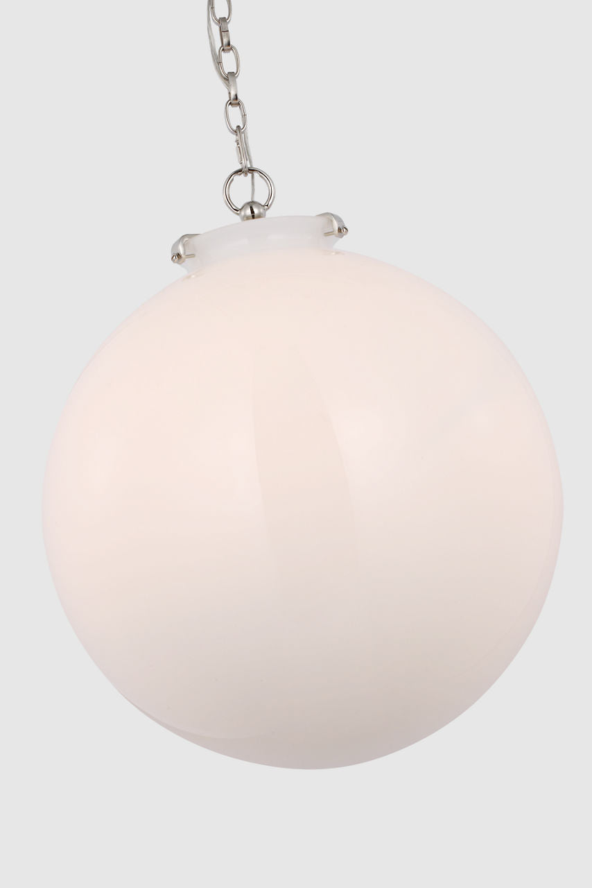 Katie Large Globe Pendant | Polished Nickel | White Glass