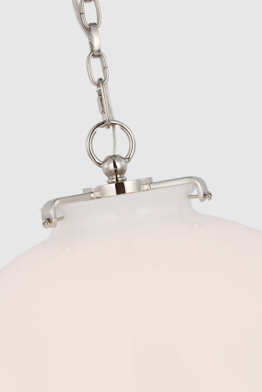 Katie Large Globe Pendant | Polished Nickel | White Glass