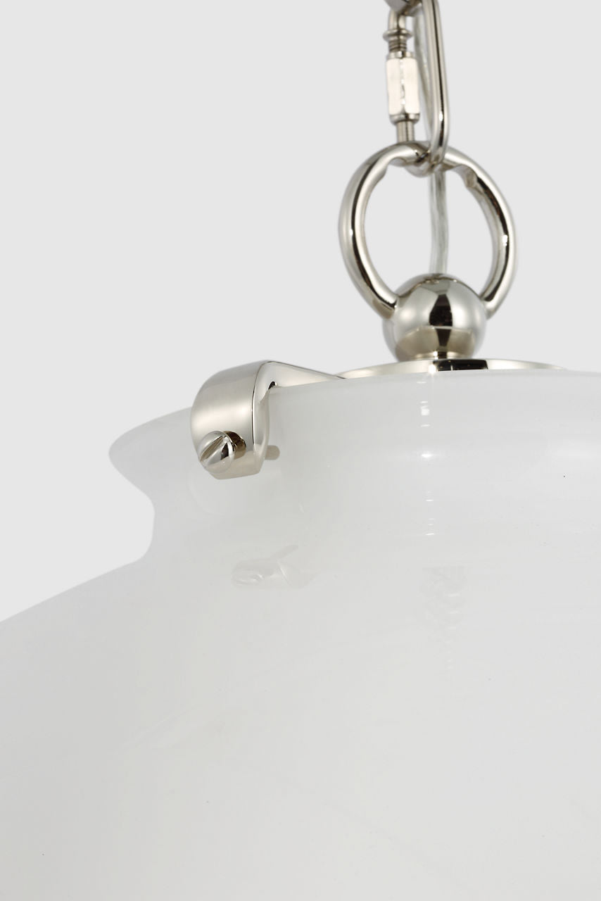 Katie Large Globe Pendant | Polished Nickel | White Glass