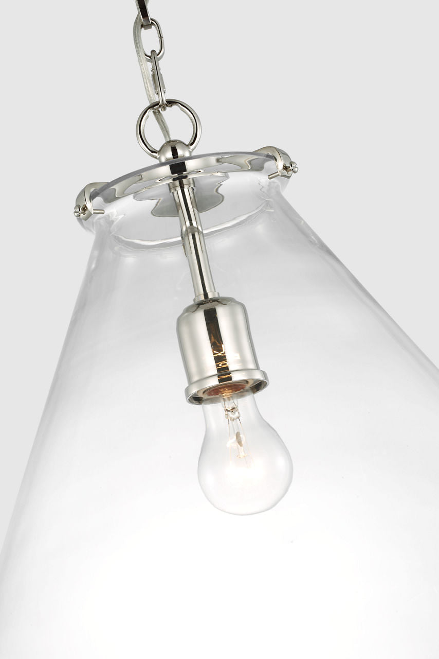 Katie Large Conical Pendant | Polished Nickel | Clear Glass