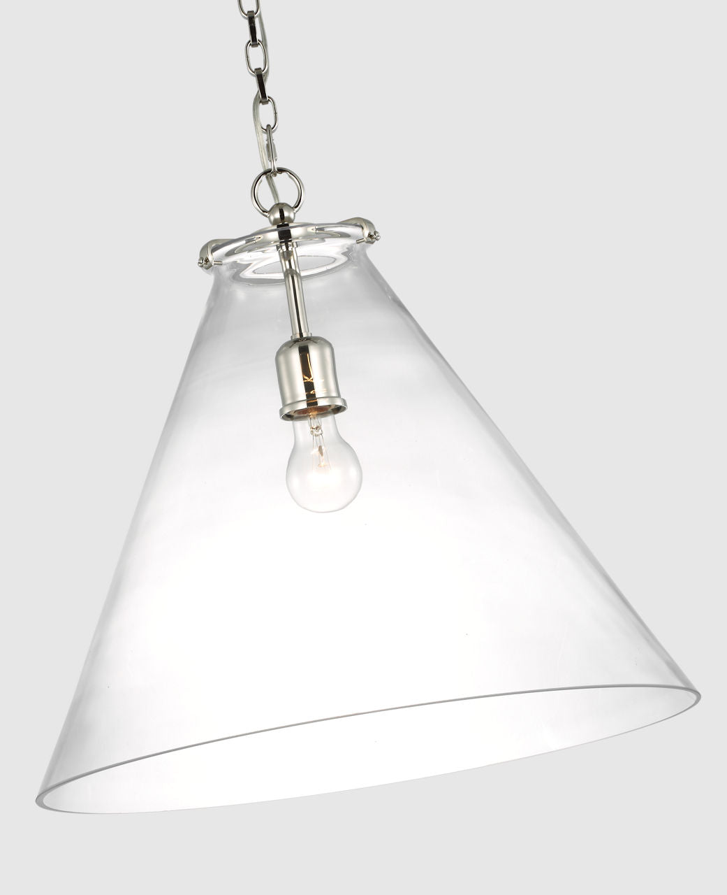 Katie Large Conical Pendant | Polished Nickel | Clear Glass
