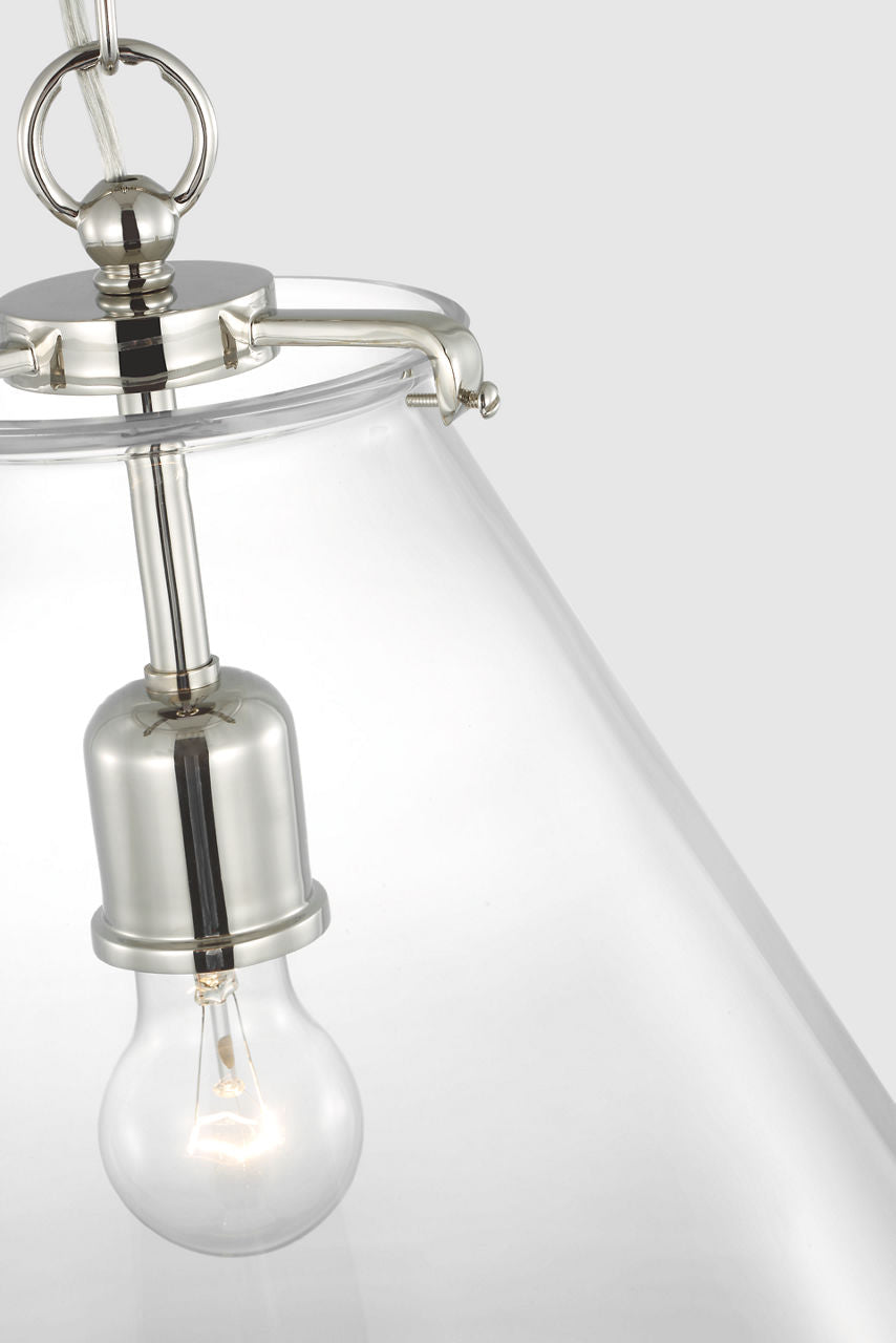 Katie Large Conical Pendant | Polished Nickel | Clear Glass