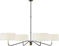 Canto Grande Four Arm Chandelier | Bronze and Brass | Linen Shades