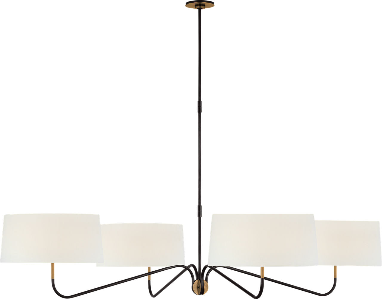 Canto Grande Four Arm Chandelier | Bronze and Brass | Linen Shades