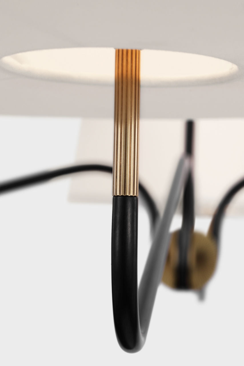 Canto Grande Four Arm Chandelier | Bronze and Brass | Linen Shades