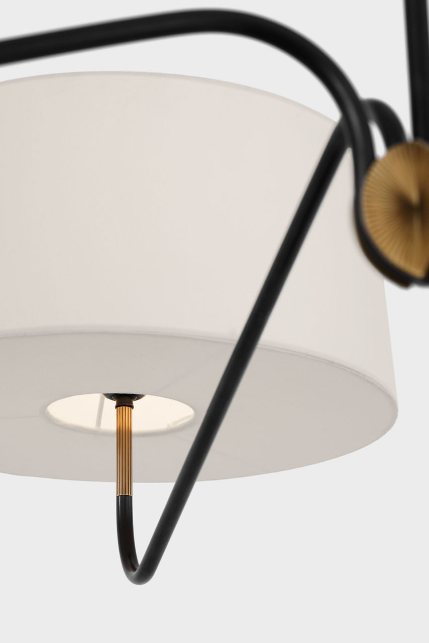 Canto Grande Four Arm Chandelier | Bronze and Brass | Linen Shades