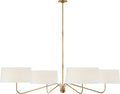 Canto Grande Four Arm Chandelier | Hand-Rubbed Antique Brass | Linen Shades