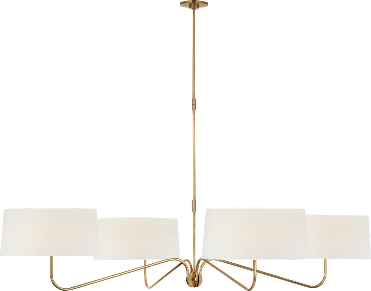 Canto Grande Four Arm Chandelier | Hand-Rubbed Antique Brass | Linen Shades