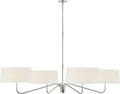 Canto Grande Four Arm Chandelier | Polished Nickel | Linen Shades