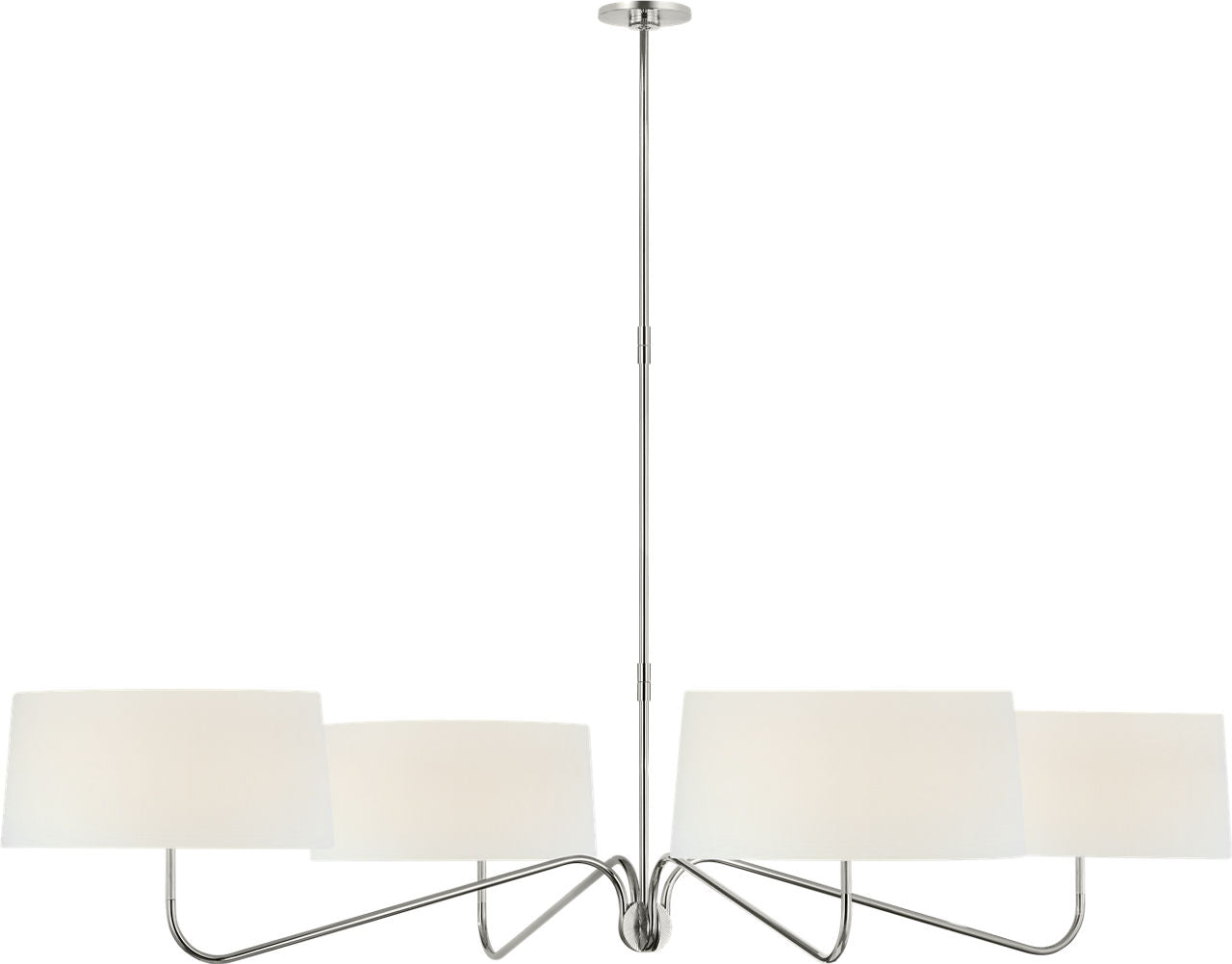 Canto Grande Four Arm Chandelier | Polished Nickel | Linen Shades