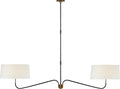 Canto 68" Linear Chandelier | Bronze and Brass | Linen Shades