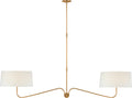 Canto 68" Linear Chandelier | Hand-Rubbed Antique Brass | Linen Shades