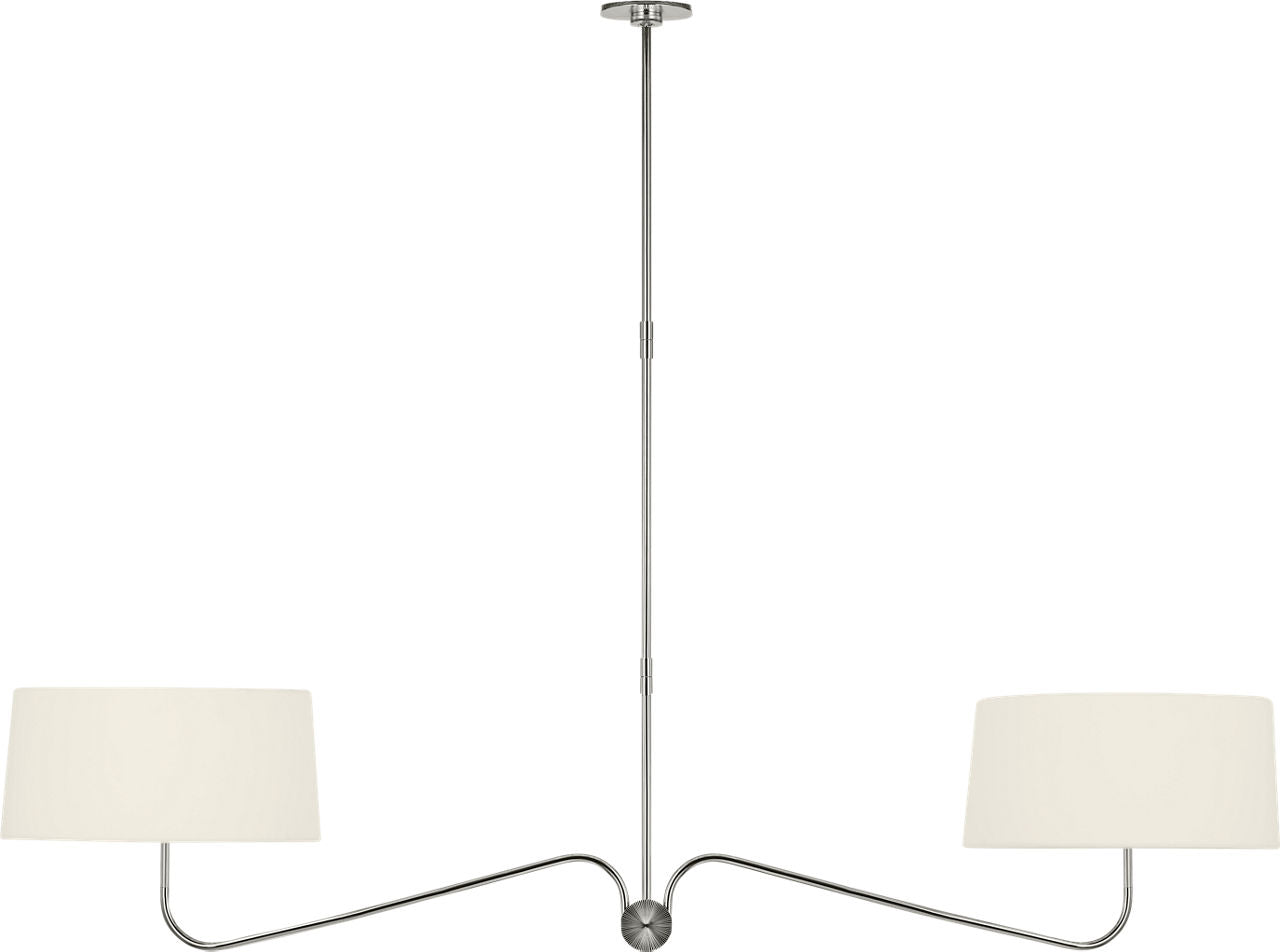 Canto 68" Linear Chandelier | Polished Nickel | Linen Shades
