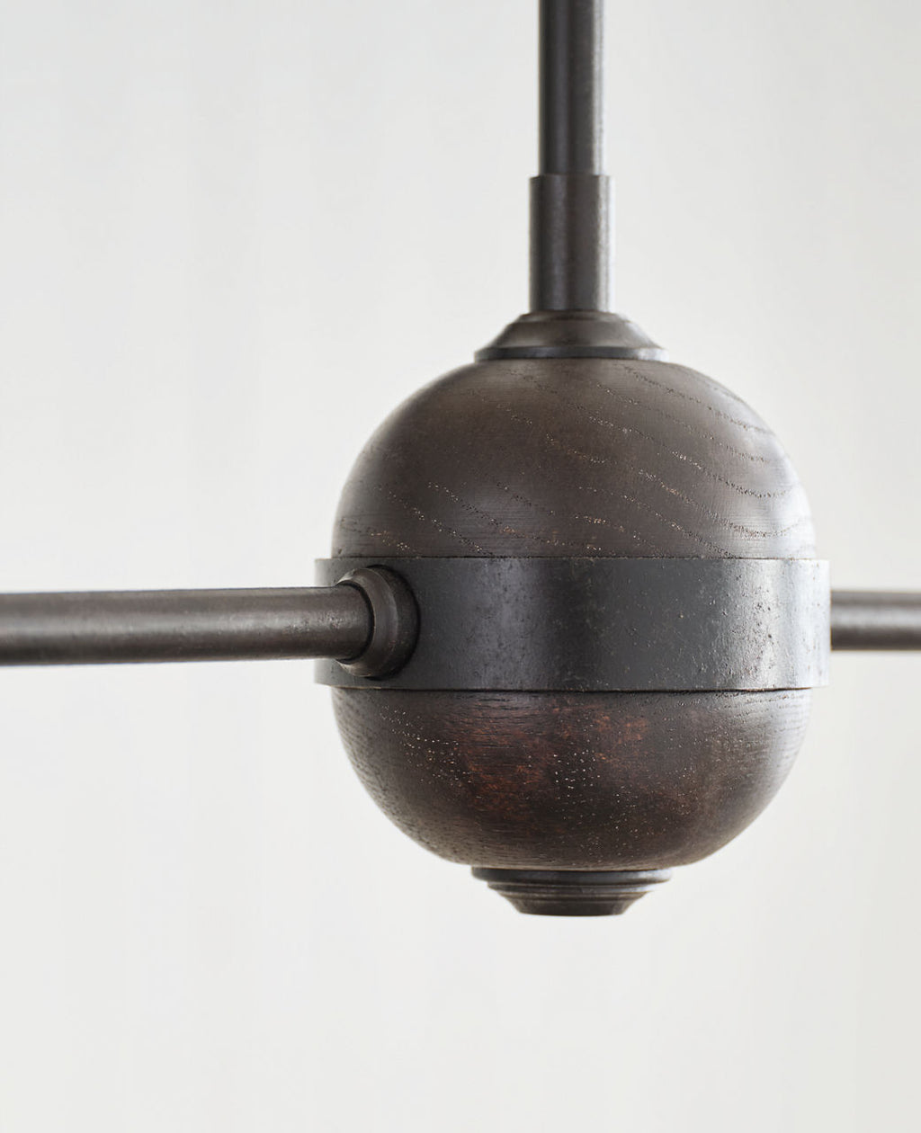 Piaf Large Two Light Linear Pendant | Aged Iron and Ebonized Oak | Linen Shades