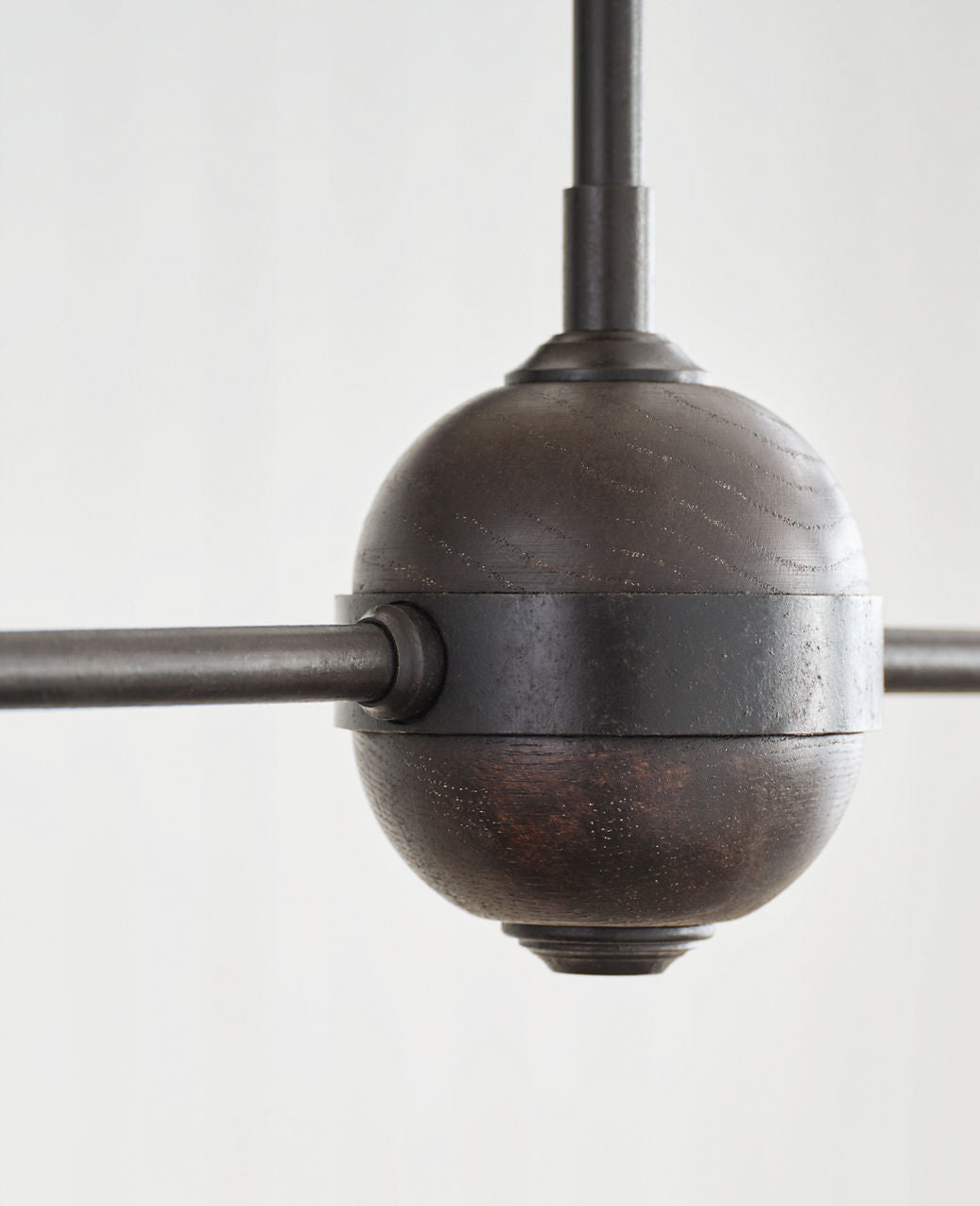 Piaf Large Two Light Linear Pendant | Aged Iron and Ebonized Oak | Linen Shades