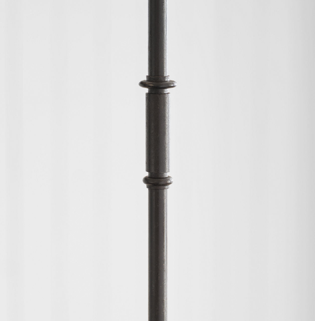 Piaf Large Two Light Linear Pendant | Aged Iron and Ebonized Oak | Linen Shades