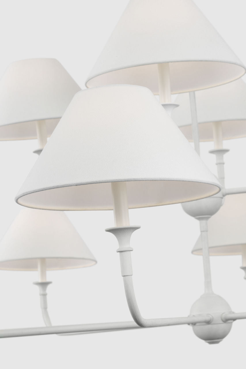 Piaf Oversized Two Tier Chandelier | Plaster White | Linen Shades
