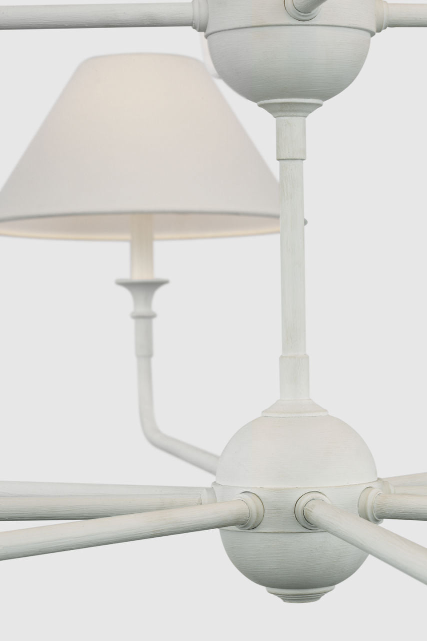 Piaf Oversized Two Tier Chandelier | Plaster White | Linen Shades
