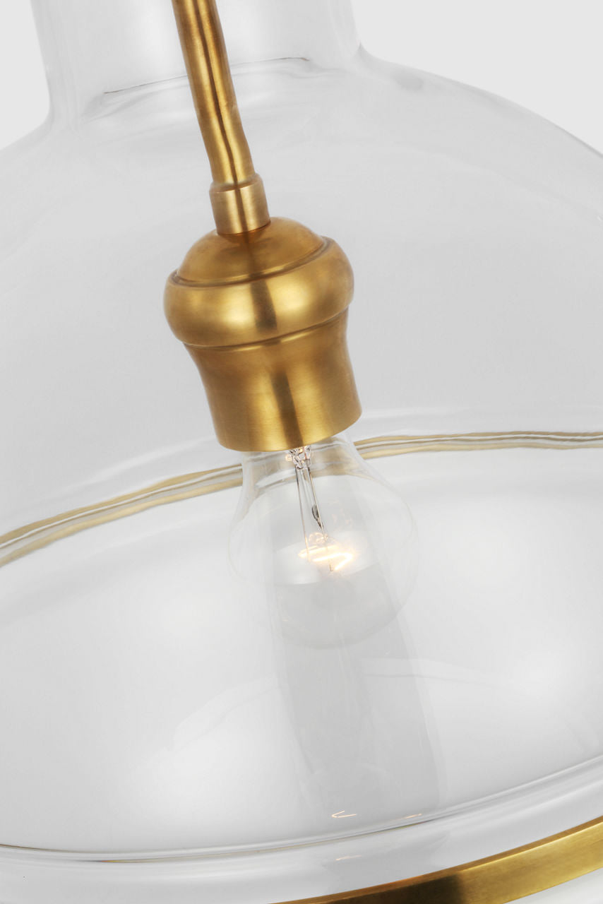 Maxey 14" Globe Pendant | Hand-Rubbed Antique Brass | Clear Glass and White Glass