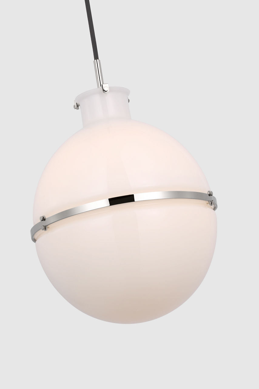 Maxey 14" Globe Pendant | Polished Nickel | White Glass