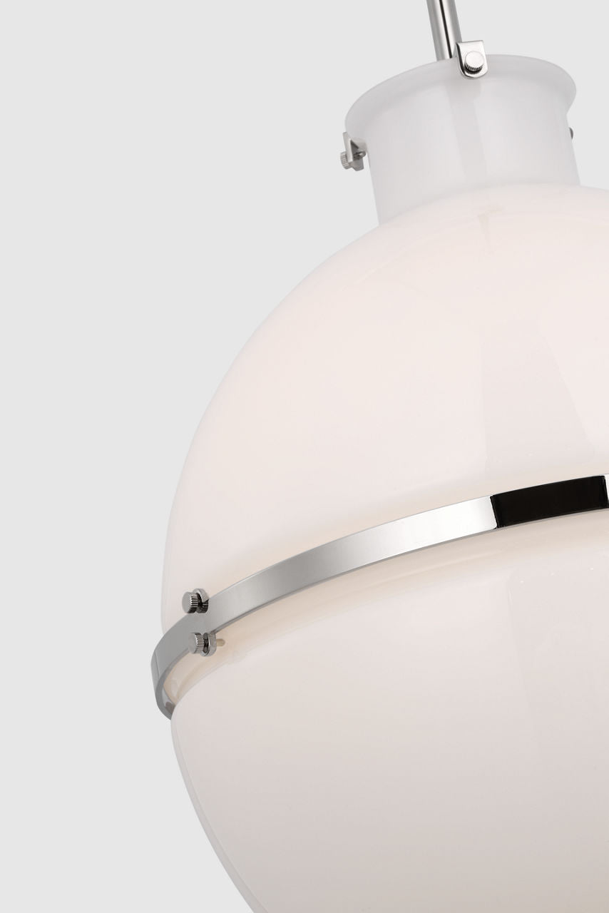 Maxey 14" Globe Pendant | Polished Nickel | White Glass