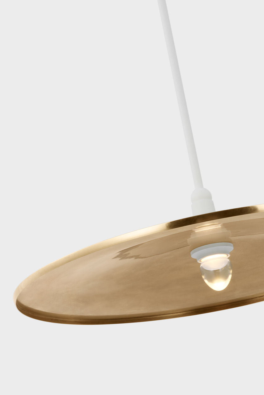 Truesdell 24" Pendant | White | Antique Brass Shade