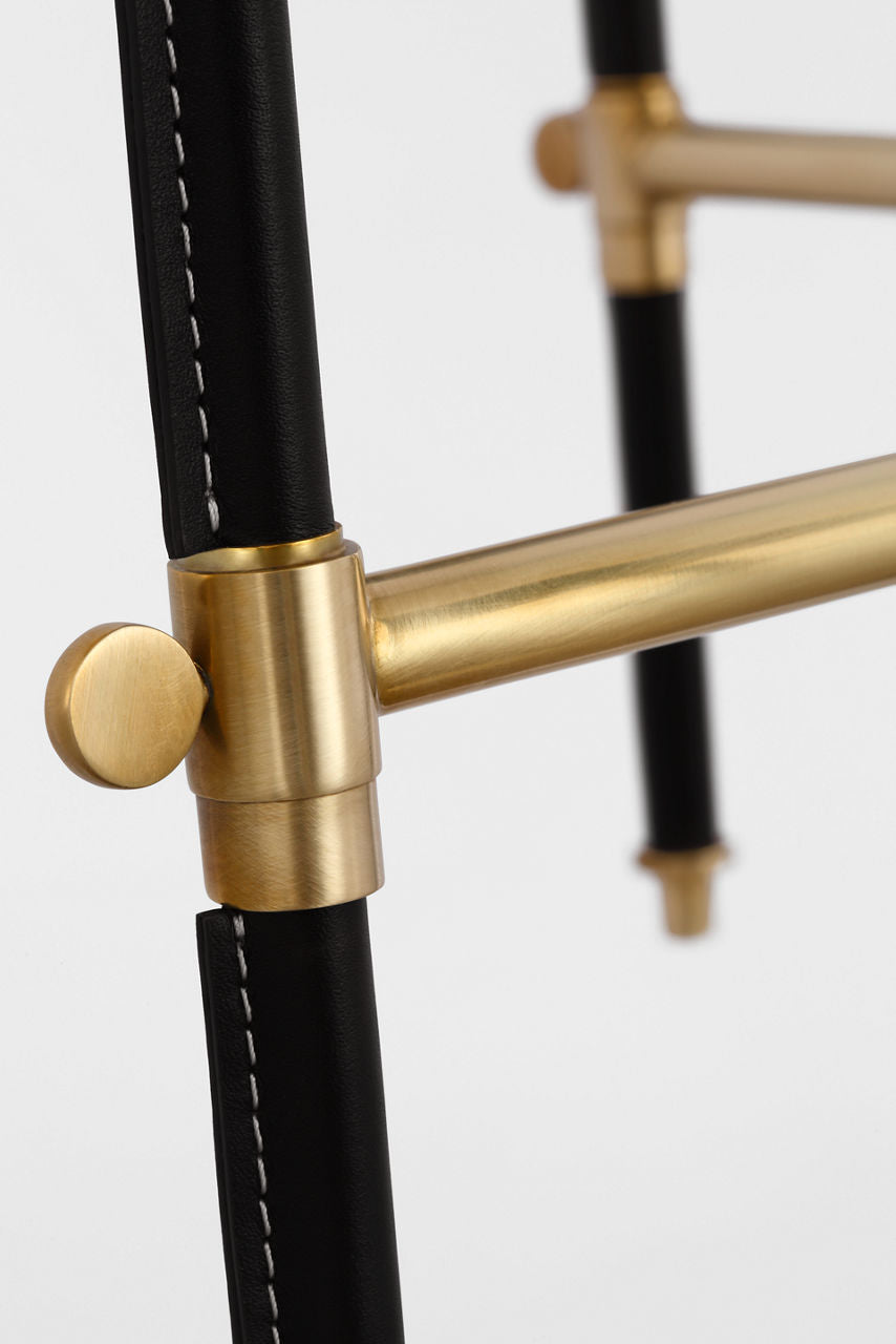 Bryant Small Wrapped Chandelier | Hand-Rubbed Antique Brass and Chocolate Leather | Chocolate Leather Shade
