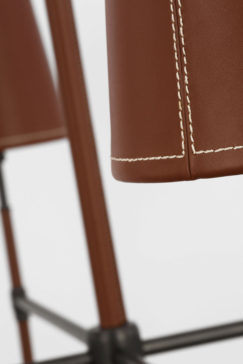 Bryant Large Wrapped Chandelier | Bronze and Saddle Leather | Saddle Leather Shade