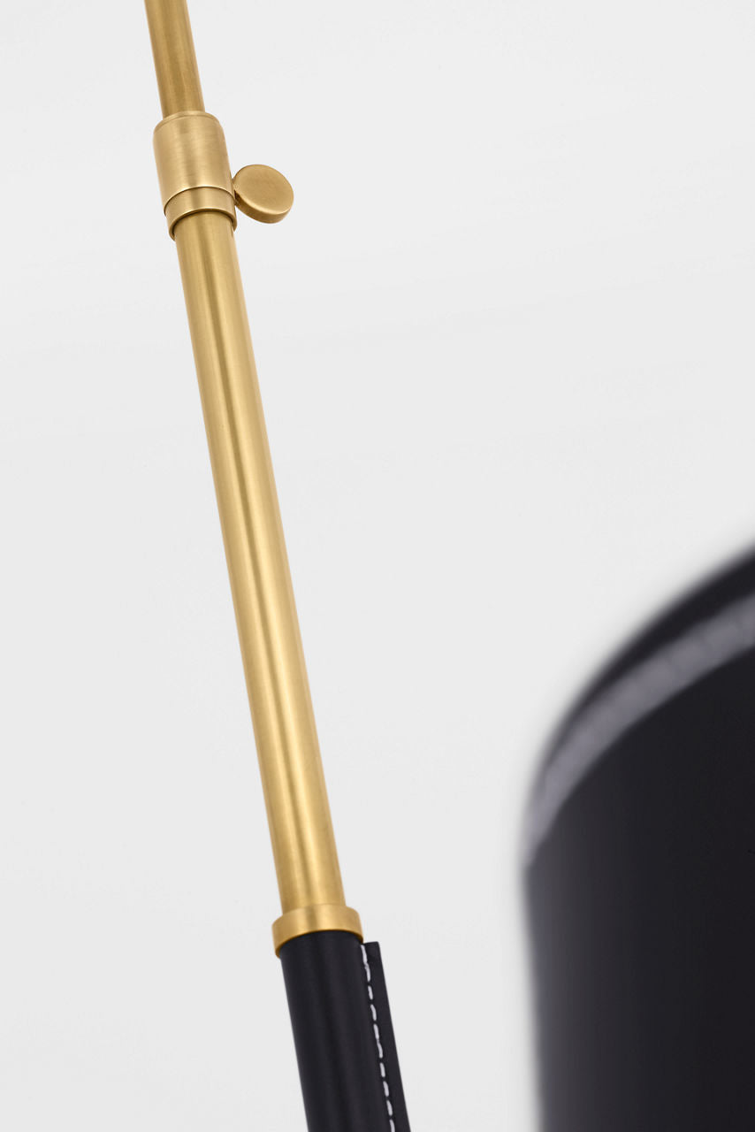 Bryant Large Wrapped Chandelier | Hand-Rubbed Antique Brass and Chocolate Leather | Chocolate Leather Shade