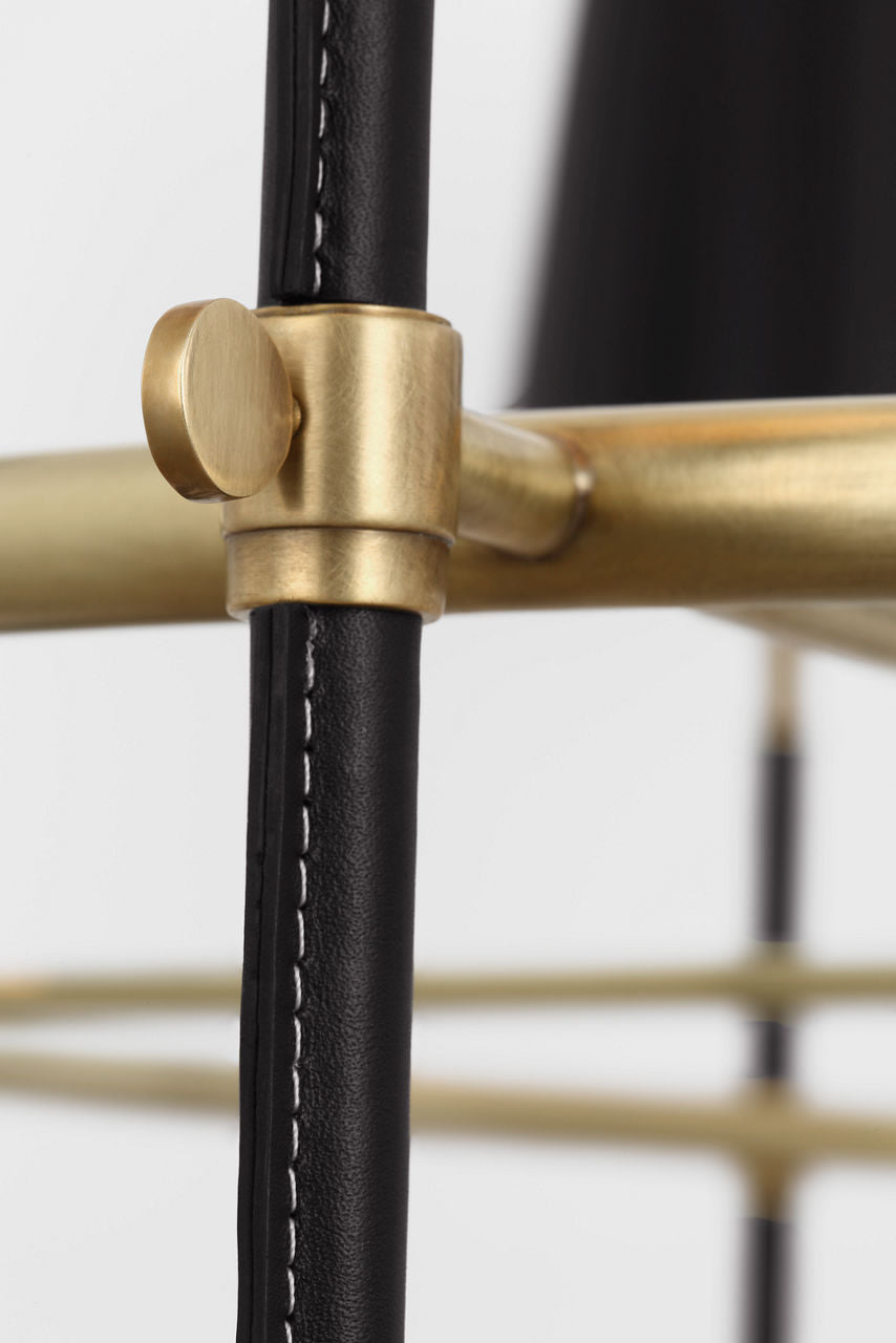Bryant Wrapped Ring Chandelier | Hand-Rubbed Antique Brass and Chocolate Leather | Chocolate Leather Shade