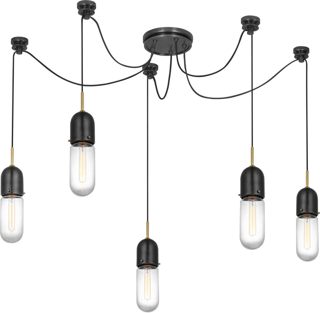 Junio 5-Light Chandelier | Bronze and Brass | Clear Glass
