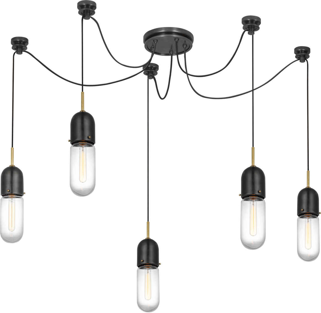 Junio 5-Light Chandelier | Bronze and Brass | Clear Glass