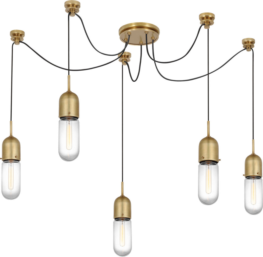 Junio 5-Light Chandelier | Hand-Rubbed Antique Brass | Clear Glass