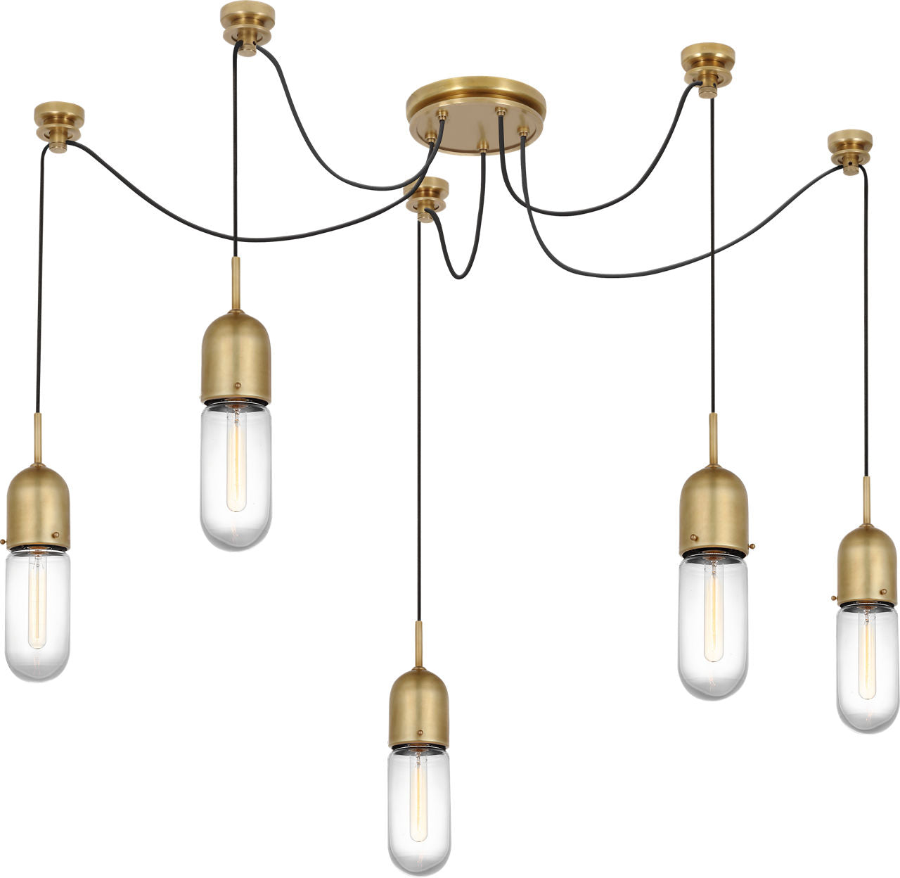 Junio 5-Light Chandelier | Hand-Rubbed Antique Brass | Clear Glass