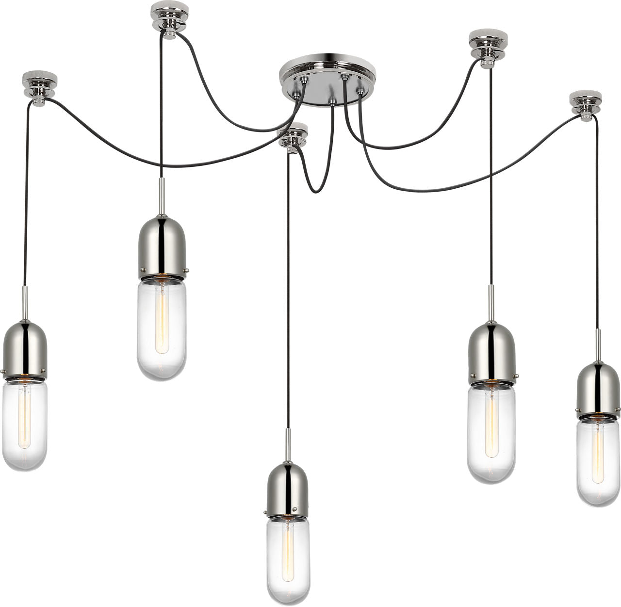 Junio 5-Light Chandelier | Polished Nickel | Clear Glass