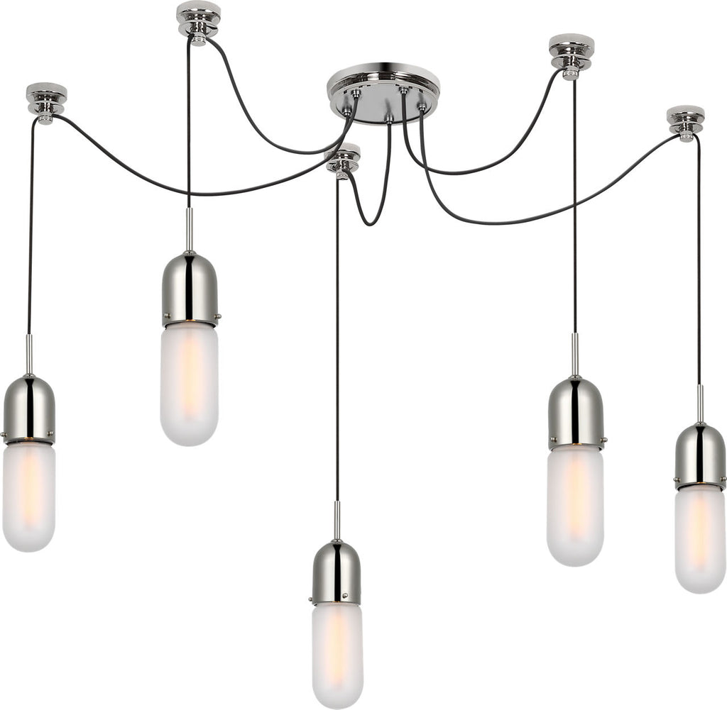 Junio 5-Light Chandelier | Polished Nickel | Frosted Glass