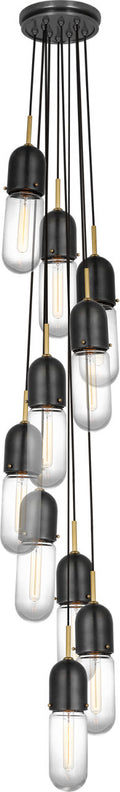 Junio 10-Light Pendant | Bronze and Brass | Clear Glass