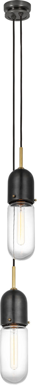 Junio 2-Light Pendant | Bronze and Brass | Clear Glass
