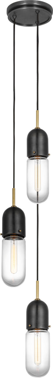 Junio 3-Light Pendant | Bronze and Brass | Clear Glass