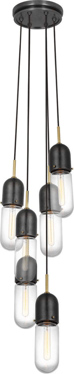 Junio 6-Light Pendant | Bronze and Brass | Clear Glass