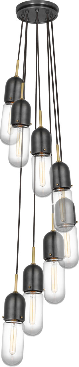 Junio 8-Light Pendant | Bronze and Brass | Clear Glass