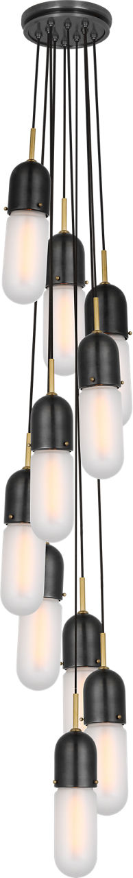 Junio 10-Light Pendant | Bronze and Brass | Frosted Glass
